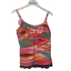 New Maidenform Beach Colorful Swimsuit Support Top 36D Adjustable Straps